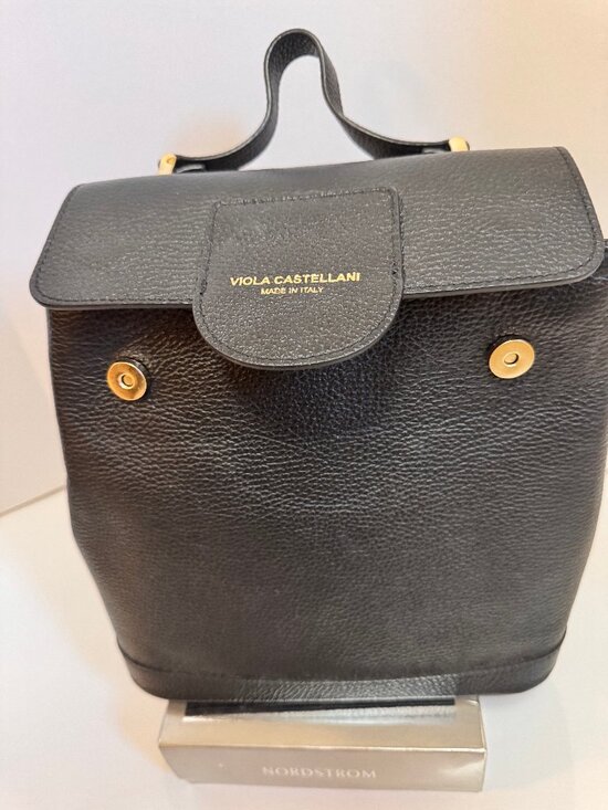 VIOLA CASTELLANI Gorgeous Italian Black Leather Top Handle Backpack Bag main image 4